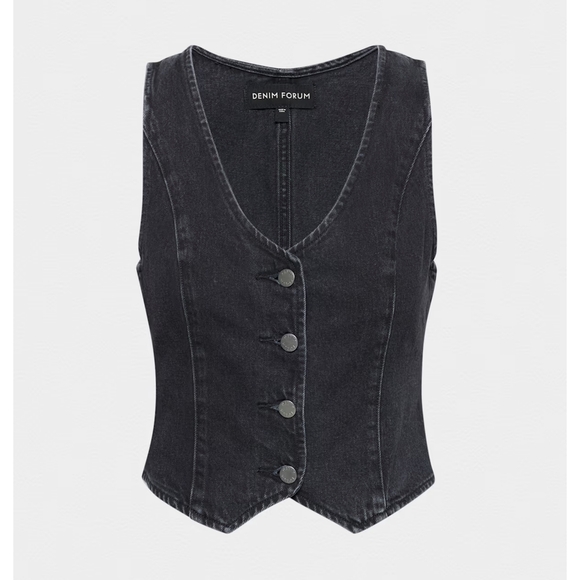 DENIM FORUM The '90s Mia Denim Vest Black Eyeliner Jean S Aritzia - Picture 7 of 12